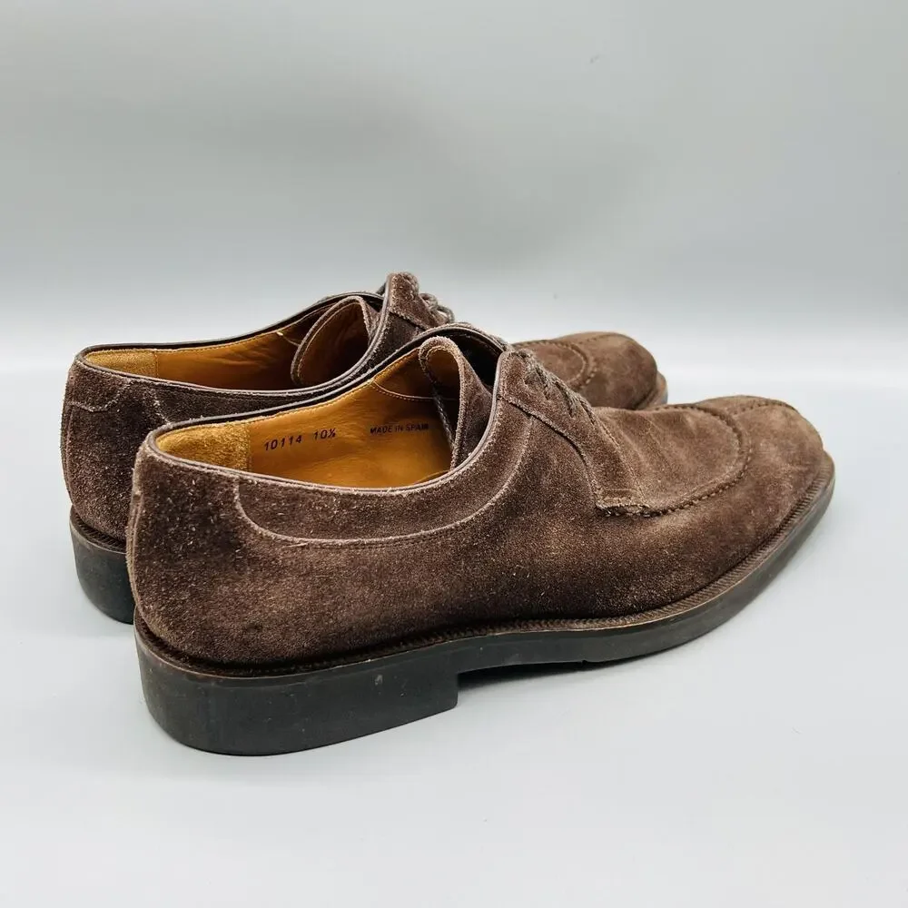 Magnanni Shoes Mens 10.5 Brown Suede Derby Oxford Dress Almond Toe Classic